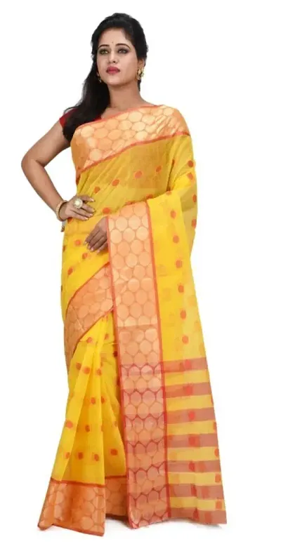 Beautifully Crafted Cotton Tant Sarees Without Blouse Piece