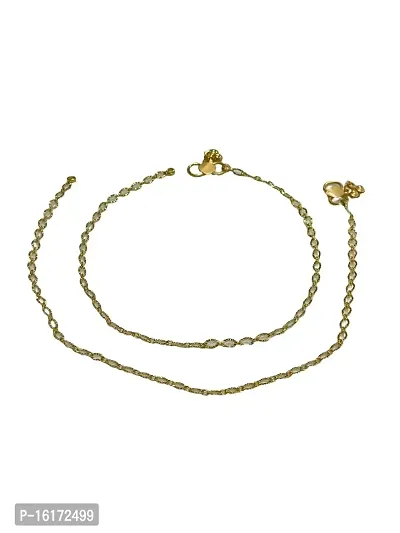 ABDesigns Traditional Brass Golden Key Anklets Payal Jewellery for women Girls-thumb0