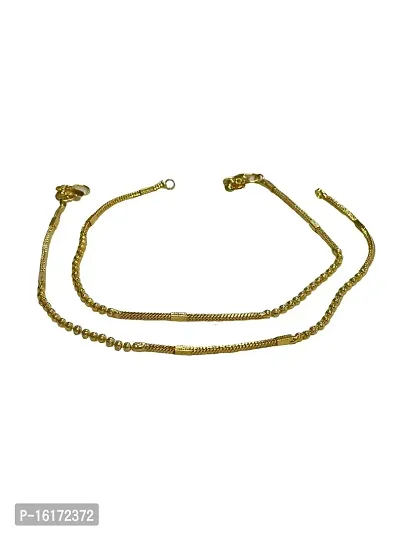 ABDesigns Women's Thin Size Gold Plated Stylish Brass Anklets Payal for women  Girls
