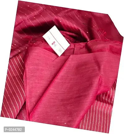 Attractive Handloom Bhagalpuri Handicraft Kota Silk Saree With Running Blouse Piece Attached For Women's (Cerise Pink)