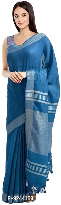 NR Handloom Bhagalpuri Linen Saree For Women's (Blue) 365-thumb0