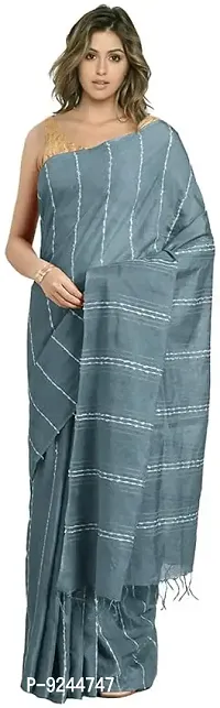 Handloom Kraft Weaving Soft Silk Saree With Blouse Piece Attached For Women's (Steel)