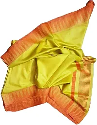 Attractive Handloom Women's Bhagalpuri Kota Silk Temple Saree with blouse piece (Orange S Yellow)-thumb1