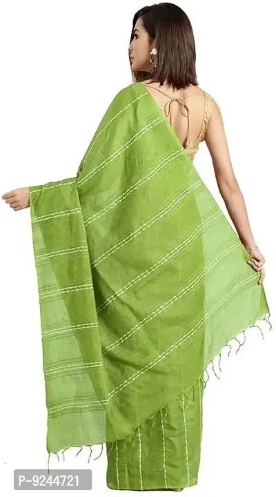 Handloom Kraft Weaving Soft Silk Saree With Blouse Piece Attached For Women's (Olive)-thumb2