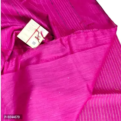 Attractive Handloom Bhagalpuri Handicraft Kota Silk Saree With Running Blouse Piece Attached For Women's (Fuscia Pink)