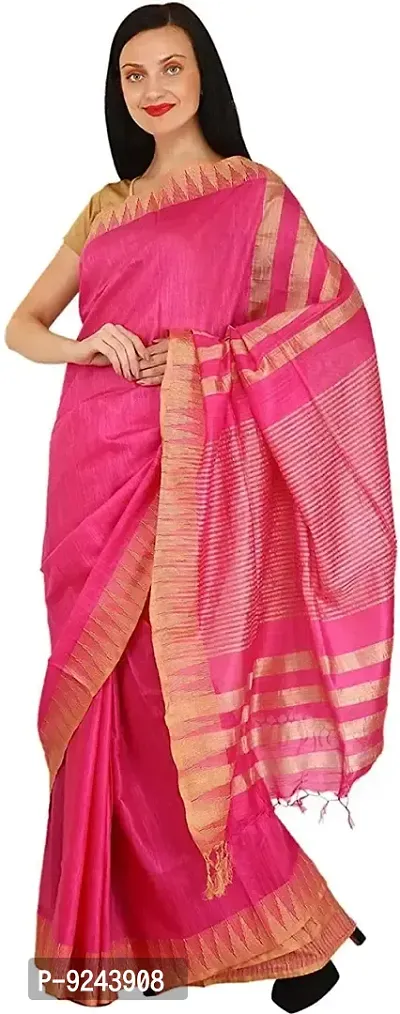 Trendy Handloom Women's Kota Silk Temple Saree with blouse piece (Pink)