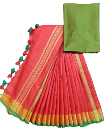 Designer Linen Saree Without Blouse Piece For Women