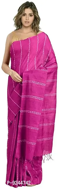 Handloom Kraft Weaving Soft Silk Saree With Blouse Piece Attached For Women's (Magenta)