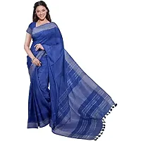 Silk Women's Linen Cotton Blend Saree Combo (pack of 2) with Running Attached Blouse Piece (Cobalt Blue  Cyan)-thumb1