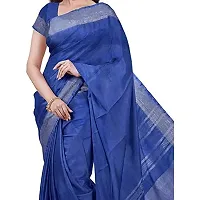 Silk Women's Linen Cotton Blend Saree Combo (pack of 2) with Running Attached Blouse Piece (Cobalt Blue  Cyan)-thumb3