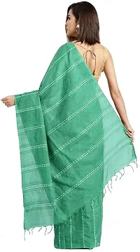 Handloom Kraft Weaving Soft Silk Saree With Blouse Piece Attached For Women's (Fern)-thumb1