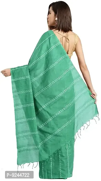 Handloom Kraft Weaving Soft Silk Saree With Blouse Piece Attached For Women's (Fern)-thumb2