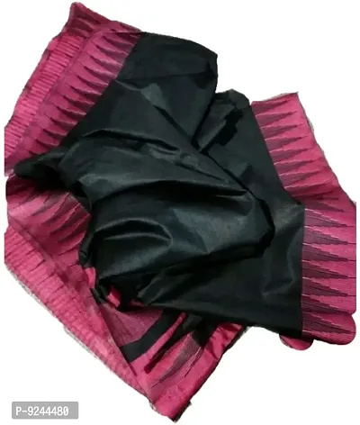 NR Handloom Women's Bhagalpuri Handloom Kota Silk Saree With Blouse Piece (NR_1410_Black, Pink)