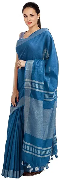 NR Handloom Bhagalpuri Linen Saree For Women's (Blue) 365-thumb2