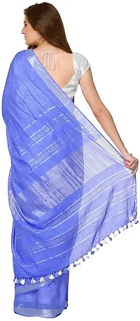 Attractive Cotton Linen Bhagalpuri Saree With Blouse Piece (Light Blue)-thumb1