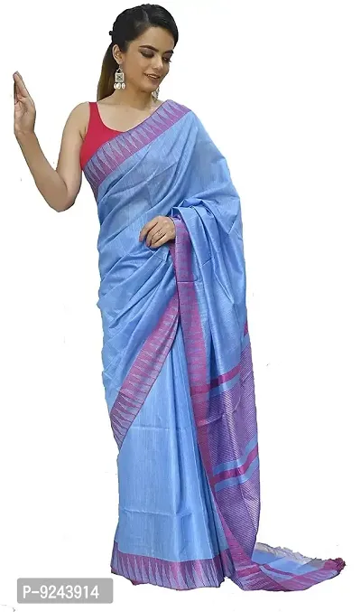 Trendy Handloom Women's Kota Silk Temple Saree with blouse piece (Sky-Blue)-thumb2