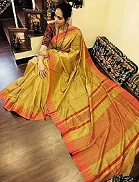 Handloom Women's Bhagalpuri Art Silk Saree With Blouse Piece (Orange S Masterd Yellow)-thumb2