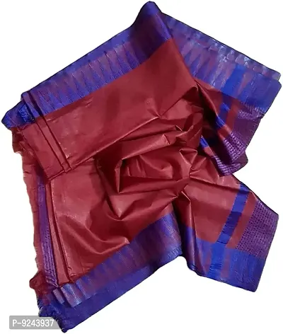 Attractive Handloom Women's Bhagalpuri Kota Silk Temple Saree with blouse piece (Blue S Maroon)-thumb3