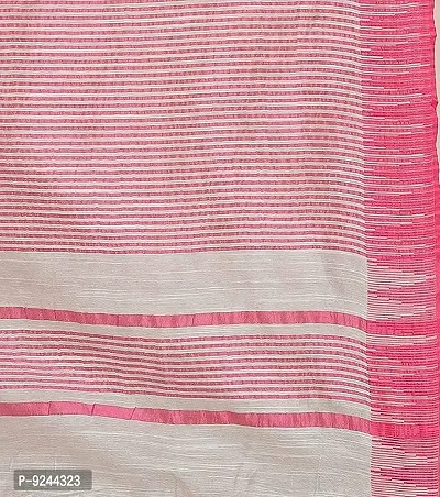 Cotton Silk Bhagalpuri Temple Border Saree With Blouse Piece Attached (White) S Pink Temple)-thumb2