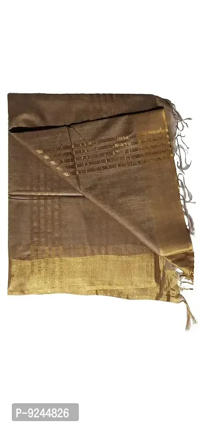 Attractive Soft Kota Silk Zari Border Saree With Running Blouse Attached (Golden Brown)