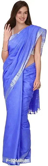 Attractive Cotton Linen Bhagalpuri Saree With Blouse Piece (Light Blue)-thumb0