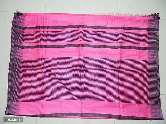 Handloom Women's Bhagalpuri Art Silk Tample border Saree With Blouse Piece (Black S.C Pink)-thumb5