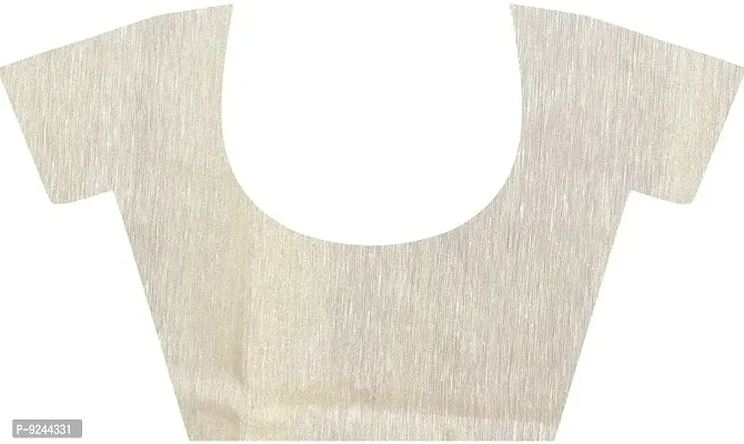 Handloom Women's Bhagalpuri Original  Pure Tissue Linen Saree With Running Blouse Piece (Gold with white)-thumb4