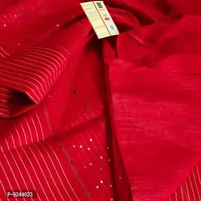 Attractive Handloom Bhagalpuri Handicraft Kota Silk Saree With Running Blouse Piece Attached For Women's (Ruby Red)-thumb2