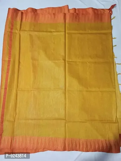 Attractive Handloom Women's Bhagalpuri Kota Silk Temple Saree with blouse piece (Masterd Yellow)-thumb2