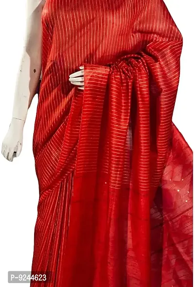 Attractive Handloom Bhagalpuri Handicraft Kota Silk Saree With Running Blouse Piece Attached For Women's (Ruby Red)-thumb5