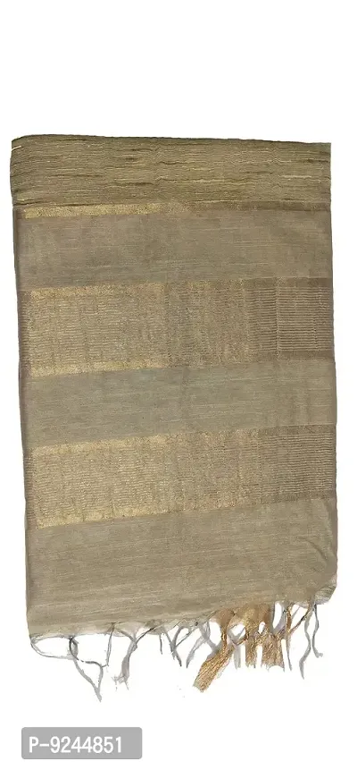Exclusive Handloom Weaving Ghichcha Silk Stripe Saree With Running Blouse Attached (Peanut)