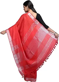Linen Blended Handloom Bhagalpuri Saree With Running Blouse Piece Attached For Women's (Red)-thumb2