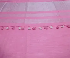 Attractive Handloom Bhagalpuri Handwoven Cotton Linen Saree (Light Pink)-thumb1