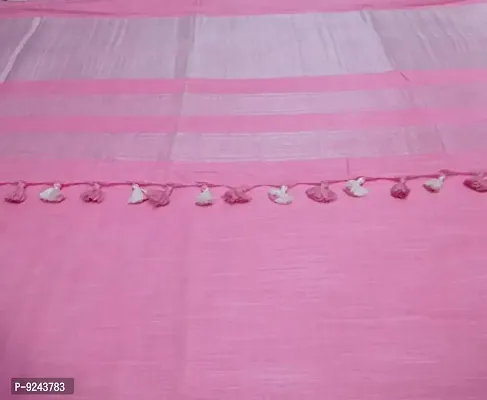 Attractive Handloom Bhagalpuri Handwoven Cotton Linen Saree (Light Pink)-thumb2