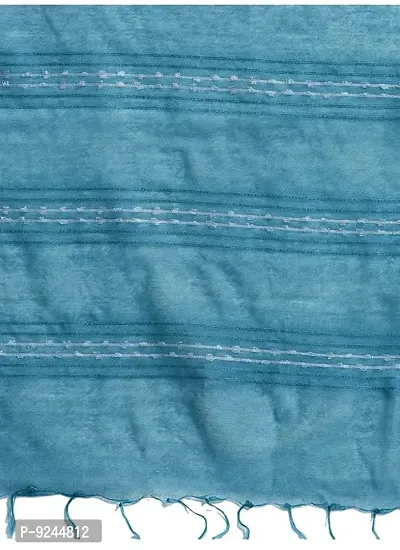 Handloom Kraft Weaving Soft Silk Saree With Blouse Piece Attached For Women's (Cerulean)-thumb4