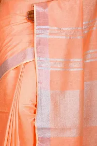 Linen Blended Handloom Bhagalpuri Saree With Running Blouse Piece Attached For Women's (Almond)-thumb3