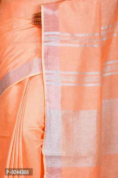 Linen Blended Handloom Bhagalpuri Saree With Running Blouse Piece Attached For Women's (Almond)-thumb4