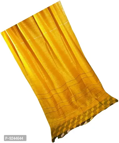 Attractive Handloom Bhagalpuri Handicraft Kota Silk Saree With Running Blouse Piece Attached For Women's (Golden Yellow)