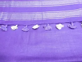 Bhagalpuri Handloom Women's Linen Slub Saree With Running Blouse Piece Attached (Silver-Purple)-thumb2