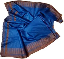 Attractive Handloom Women's Bhagalpuri Kota Silk Temple Saree with blouse piece (Orange S Blue)-thumb3