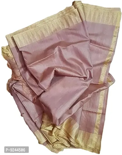 NR Handloom Women's Bhagalpuri Handloom Kota Silk Saree With Blouse Piece (NR_1410_Chicku, Gold)
