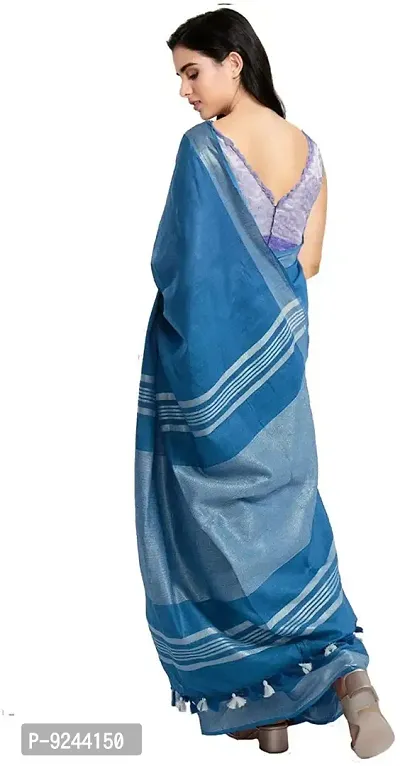 NR Handloom Bhagalpuri Linen Saree For Women's (Blue) 365-thumb2