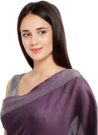 Bhagalpuri Handloom Linen Slub Saree With Running Blouse Piece Attached For Women's (Silver?Purple)-thumb3