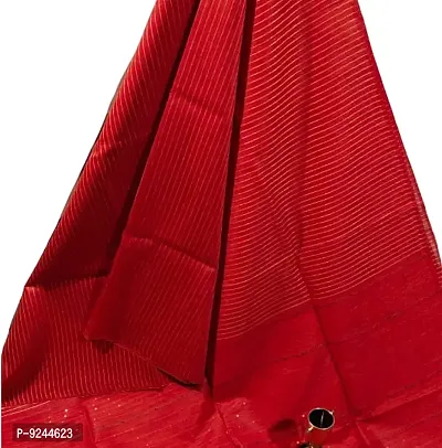 Attractive Handloom Bhagalpuri Handicraft Kota Silk Saree With Running Blouse Piece Attached For Women's (Ruby Red)-thumb4