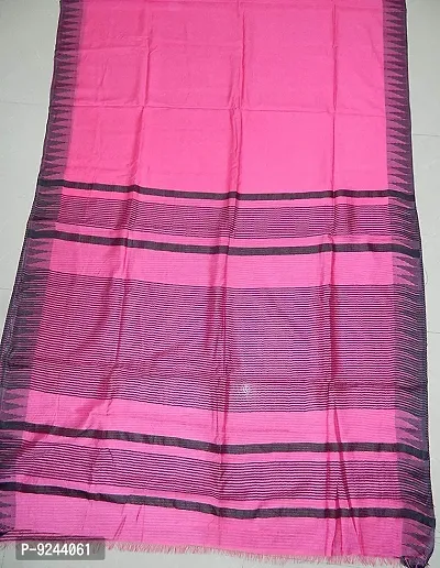 Handloom Women's Bhagalpuri Art Silk Tample border Saree With Blouse Piece (Black S.C Pink)-thumb4