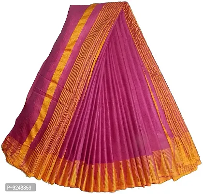 Trendy Handloom Women's Kota Silk Temple Saree with blouse piece (Queen Pink)-thumb0