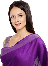 Bhagalpuri Handloom Linen Slub Saree With Running Blouse Piece Attached For Women's (Silver-Purple)-thumb3