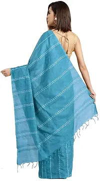 Handloom Kraft Weaving Soft Silk Saree With Blouse Piece Attached For Women's (Cerulean)-thumb1