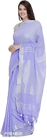 Handloom Women's Bhagalpuri Linen Cotton Saree With Blouse Piece (Purple-s)-thumb2