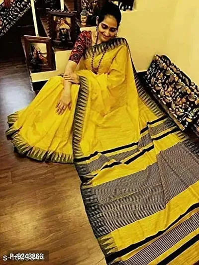 Attractive Handloom Women's Bhagalpuri Kota Silk Temple Saree with blouse piece (Yellow)-thumb5